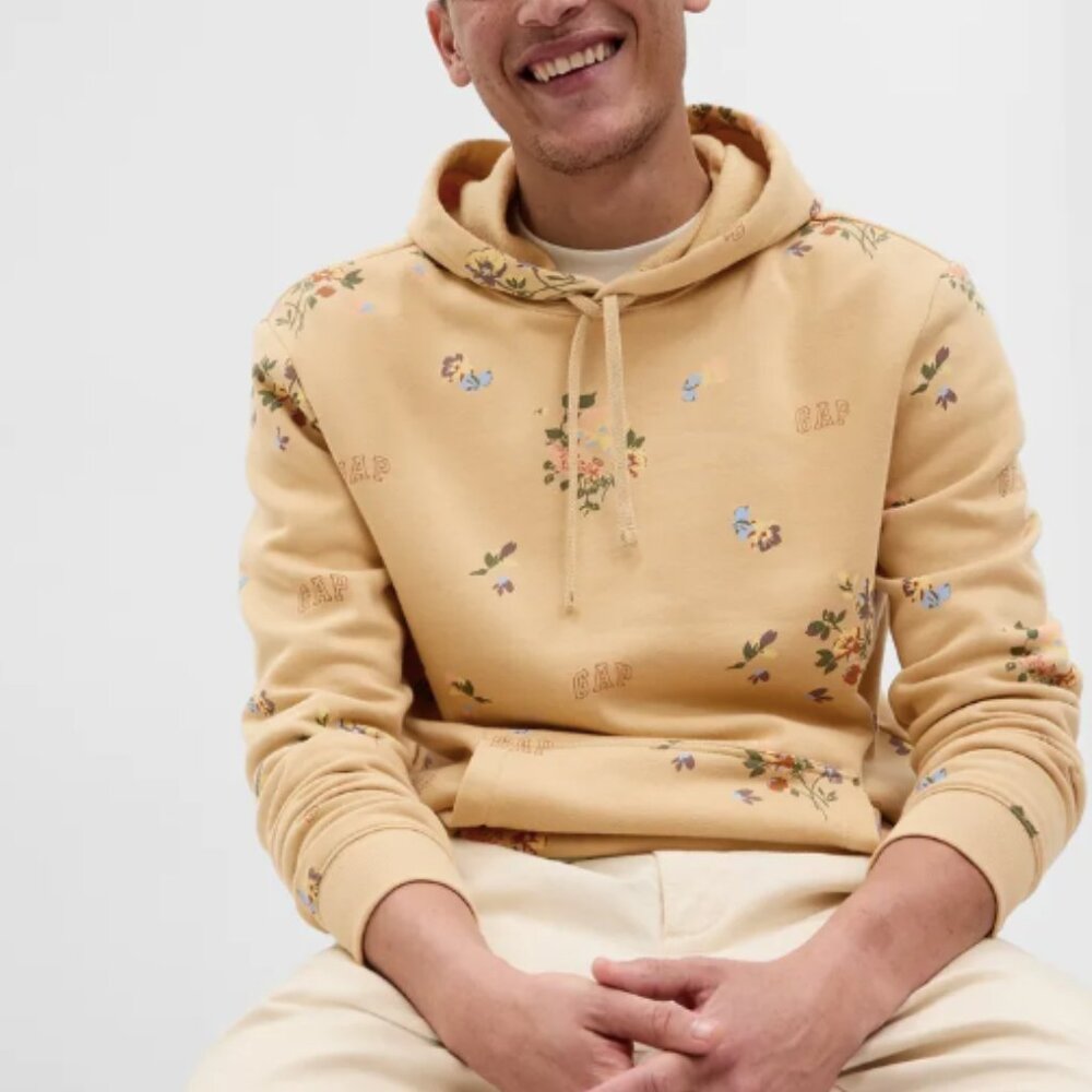 Allover Floral GAP Logo Hoodie - Men's Medium